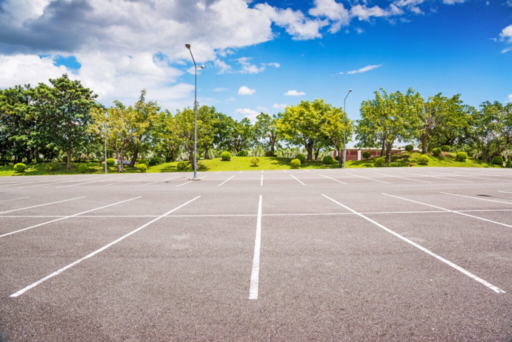 Vacant parking lot ,parking lane outdoor in public park