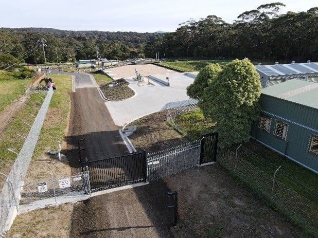 Entrance and access road to Bermagui Sewage Treatment Plant upgrade project by South East Civil & Crane.