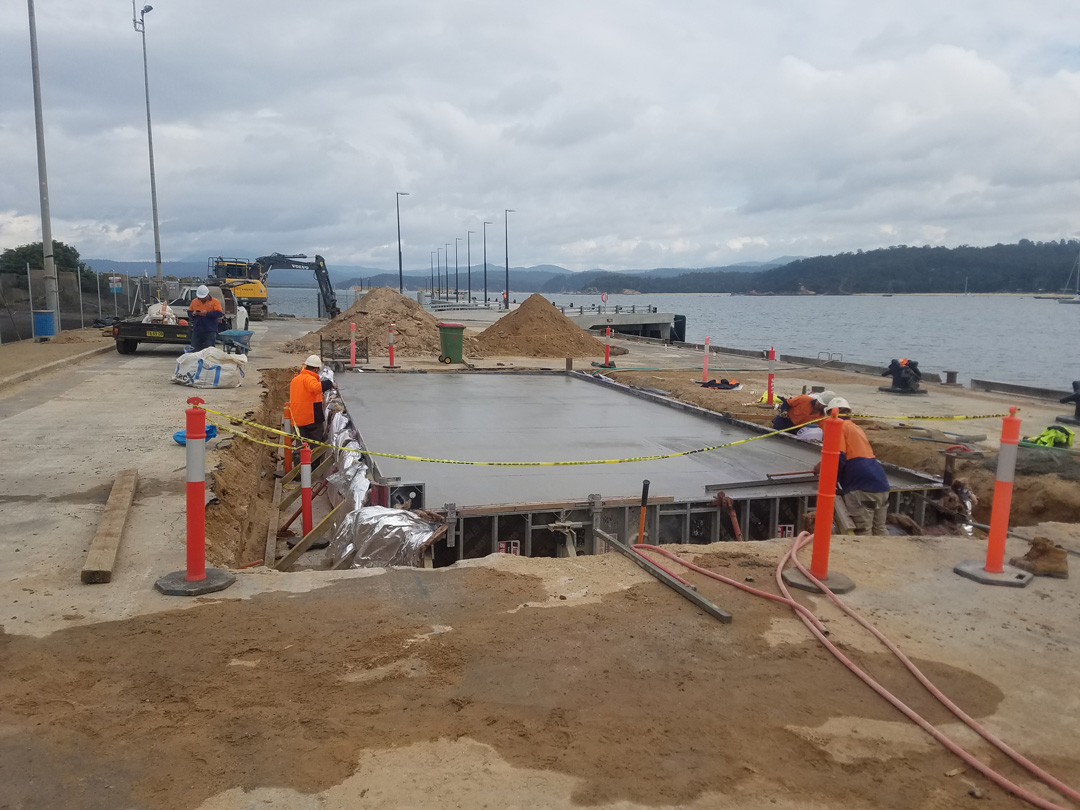 eden breakwater wharf finishing slab