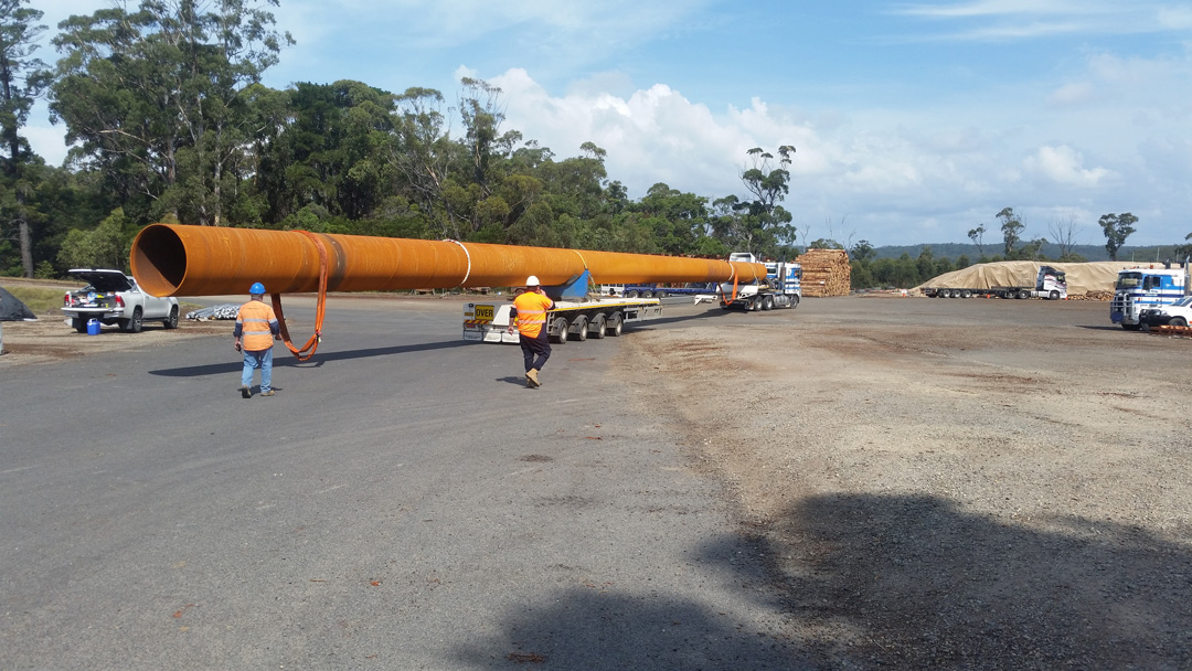 eden breakwater wharf transferring long pipe