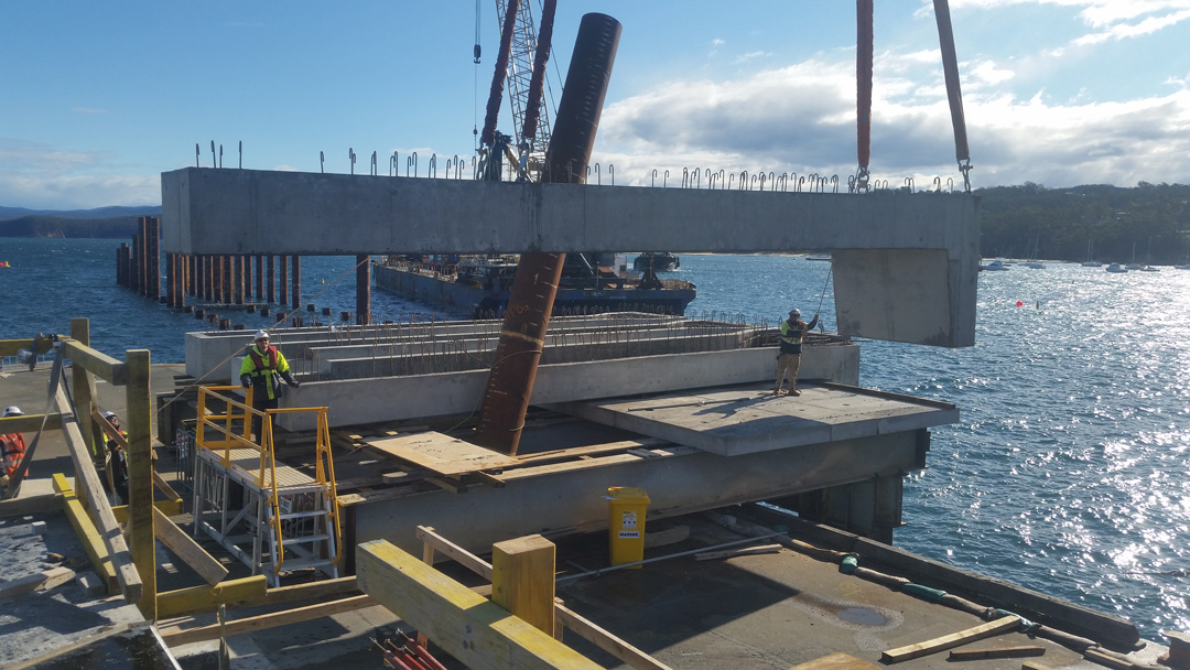 eden breakwater wharf transferring precast slab